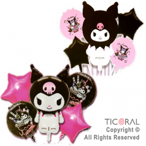 SET DE GLOBOS METALIZADO KUROMI 5 UNIDADES X 1